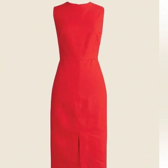 J. Crew High-neck sheath dress in stretch linen blend Red NWT 4P - Picture 1 of 12